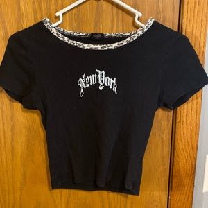 brandy melville black new york crop top
